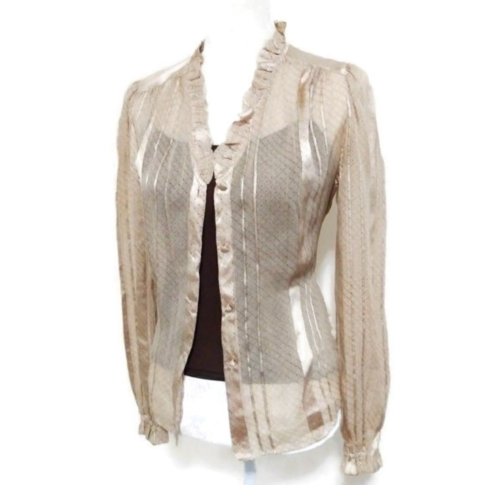 VTG NEIMAN MARCUS Silk Cream Button Down Top 8